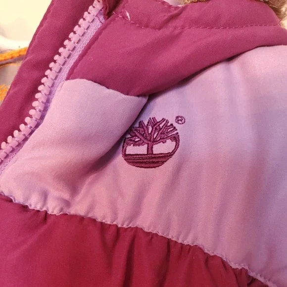 Timberland Girl 24M Puffer Puffy Jacket Coat & Ski Pants Purple Winter